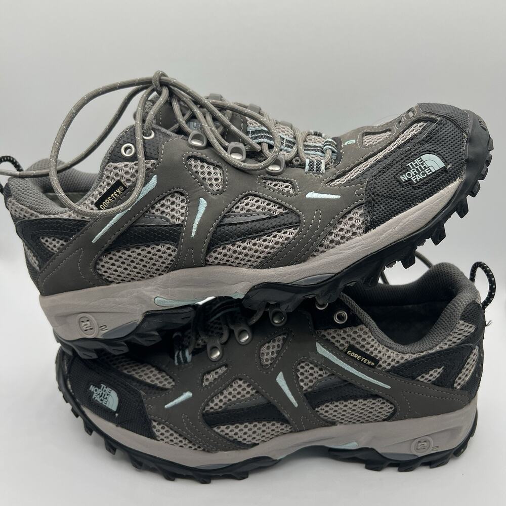 The North Face Women’s 8.5 Gore‐Tex Hiking Shoes • Vibram • Gray Teal Waterproof